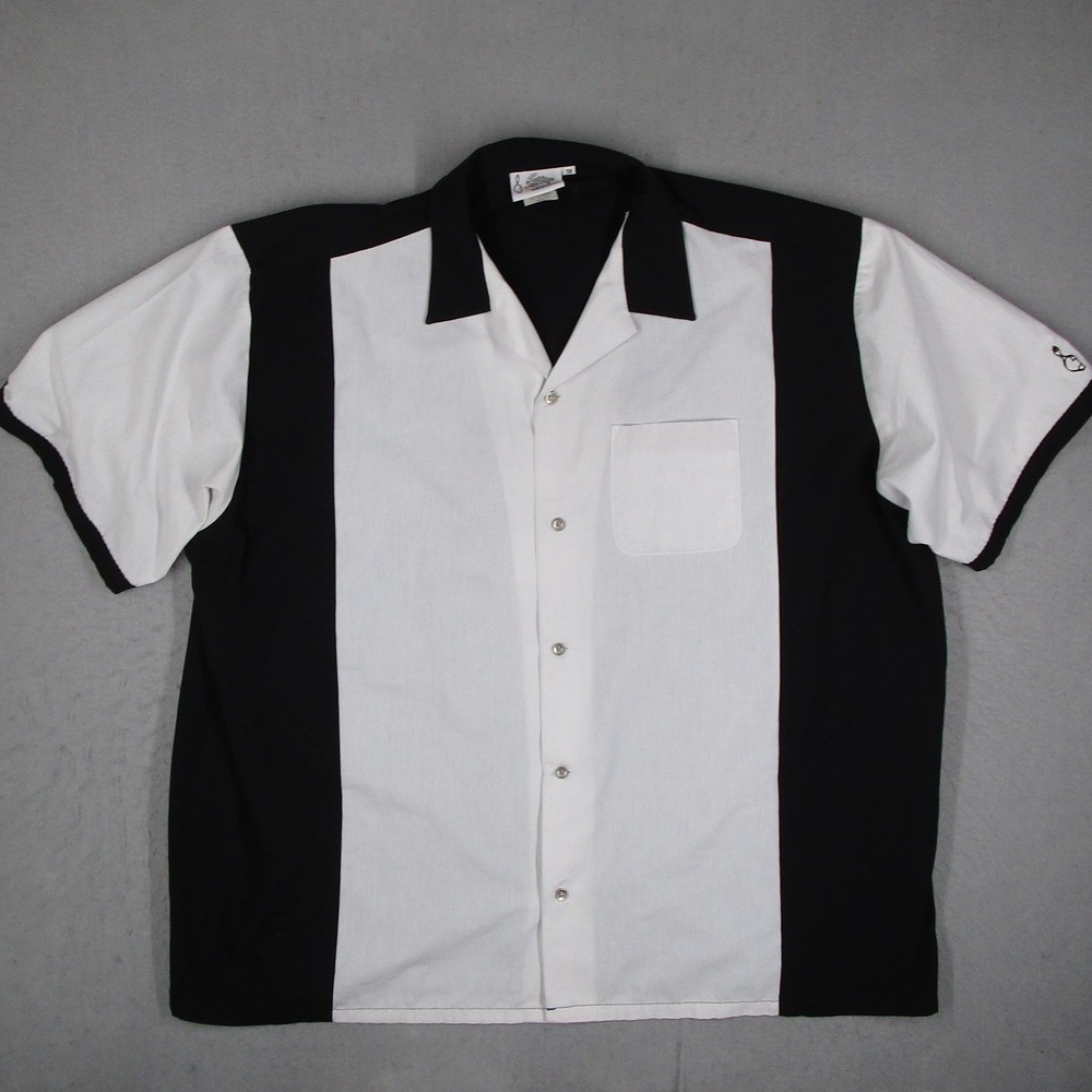 Cruisin USA Soul Bowl Bowling Shirt Mens 3X Black White Color Block Retro Camp